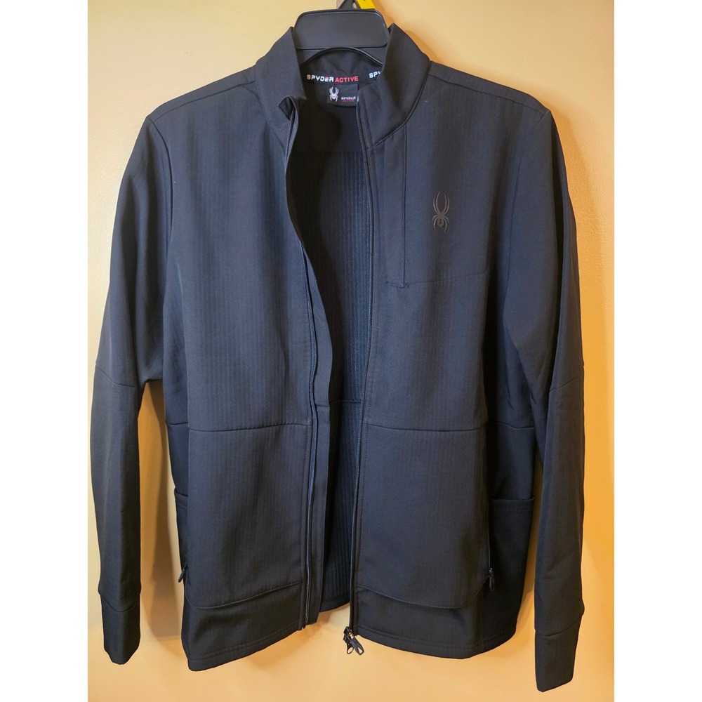 Spyder Active ProWeb Mens Full Zip Jacket Black Mock Neck Performance Coat